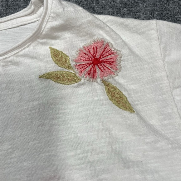 Kyla Seo Comfort Tee WHITE Size Medium Crewneck Embroidered Cotton Boho Handmade - Picture 5 of 12